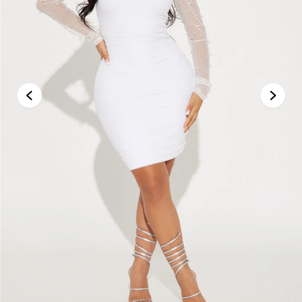 Fashion Nova White Long Sleeve Dress